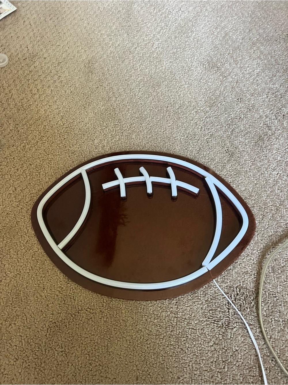 Football Neon Wall Light - Brown with White Trim